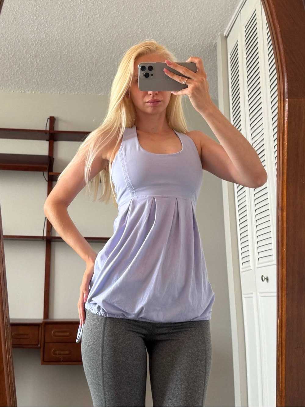 lululemon athletica Light Lavender Tank Top - Sleeveless Gathered Waist